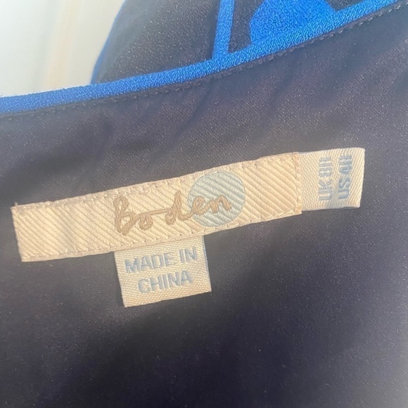 Boden Blue Polka Dot Retro Style Form Fitted Midi dress.  EUC Lined Size 4 Women - Picture 2 of 4